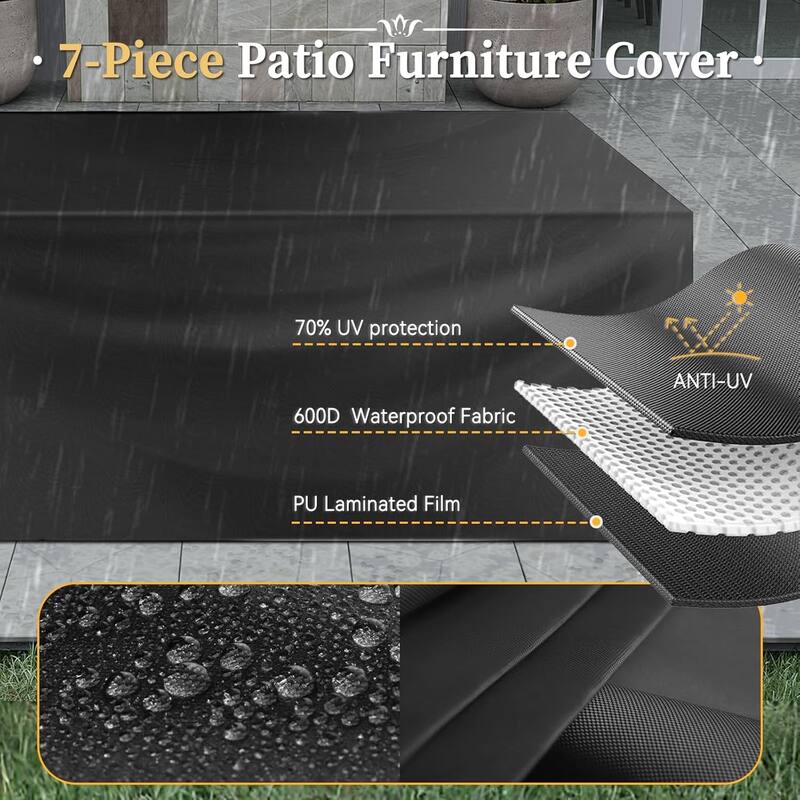 AOXUN Wicker Rattan Outdoor Sectional Sofa Set with Coffee Table