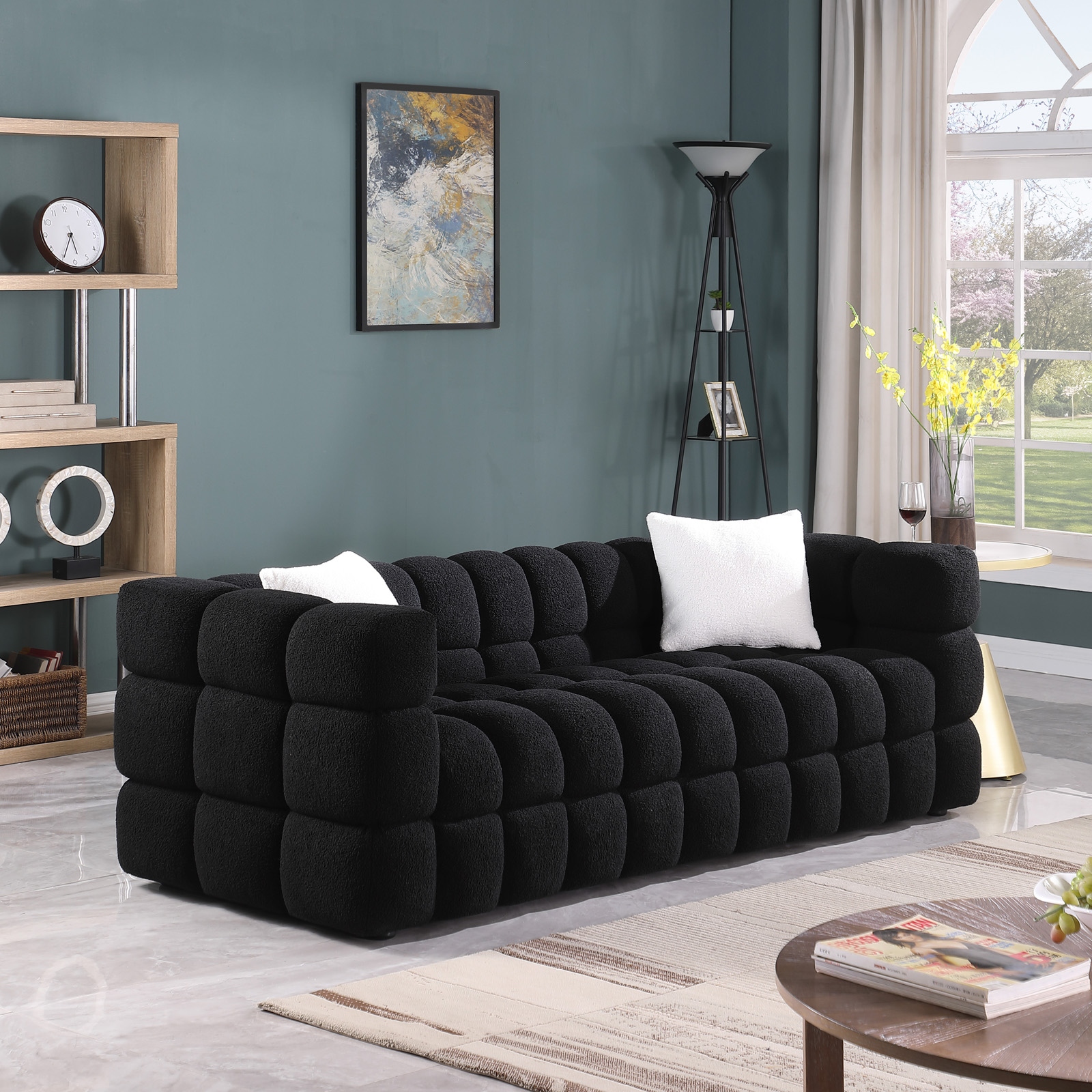 Black boucle sofa deals