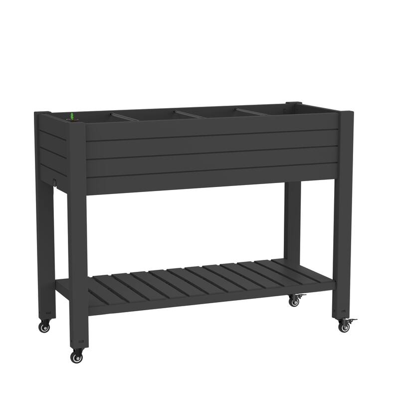 Raised Garden Bed with Trellis for Climbing Plants,Outdoor with Drainage Plug and Gauge DustProof Resin for Garden Backyard - Plastic