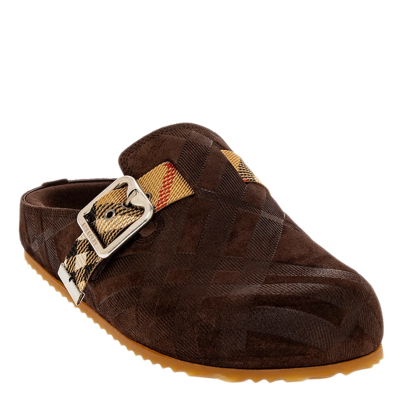 Burberry Check Suede Urchin Clogs - 37 EU