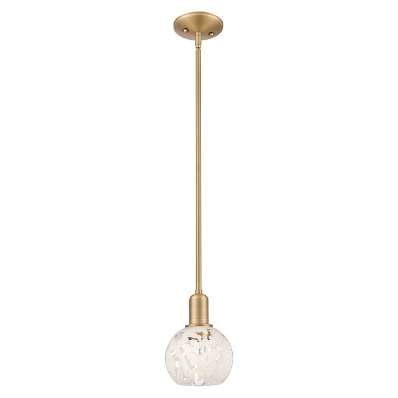 Innovations Lighting Endless Possibilities Arcadia - White Mouchette - 1 Light 6" Stem Hung Mini Pendant - Brushed Brass