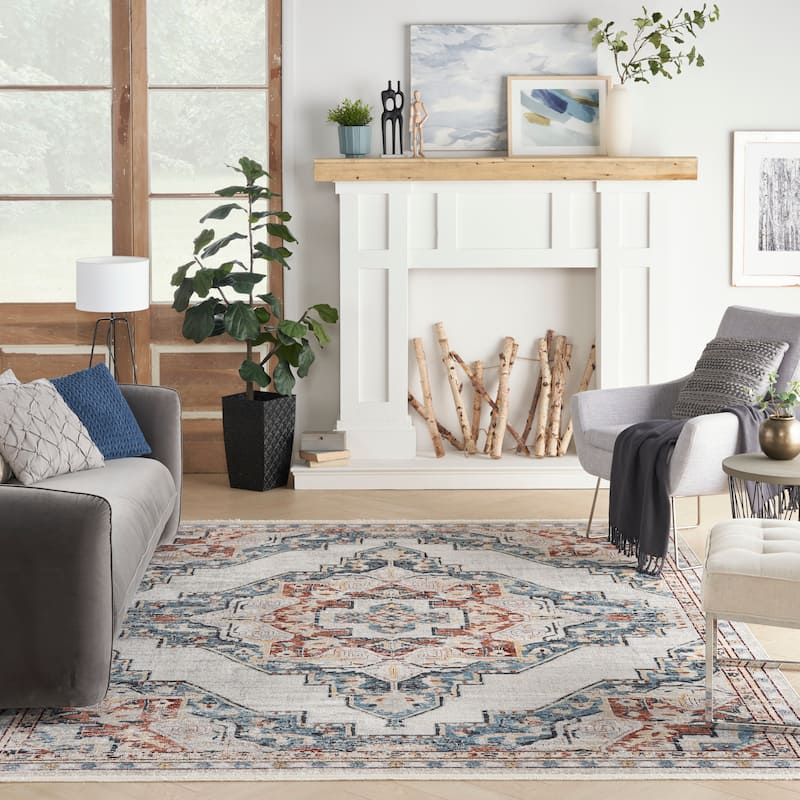 Nourison Geneva Traditional Bordered Area Rug.