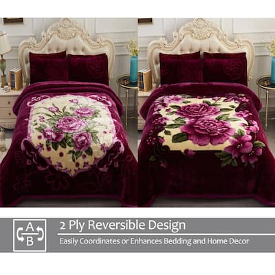 2 Ply A&B Printed Raschel Bed Blanket 85" x 95"-10 Pounds