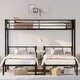 preview thumbnail 1 of 10, Black Metal Triple Bunk Bed, Twin Over Twin & Twin XL Over Twin with Guardrails Black - Twin