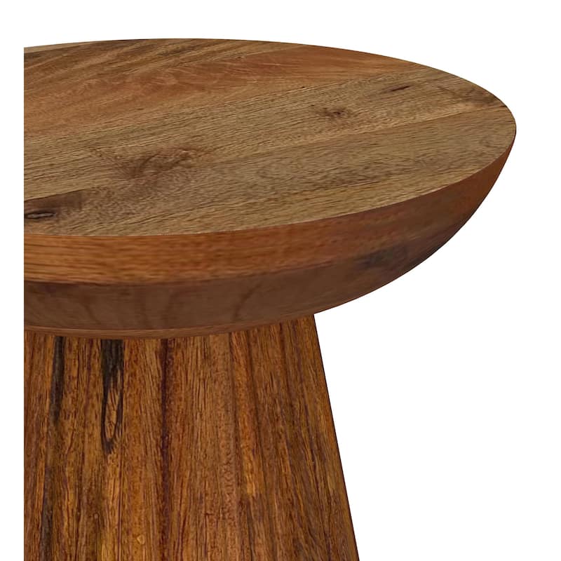 Aureo Round Solid Wood Accent Side Table Wild Honey
