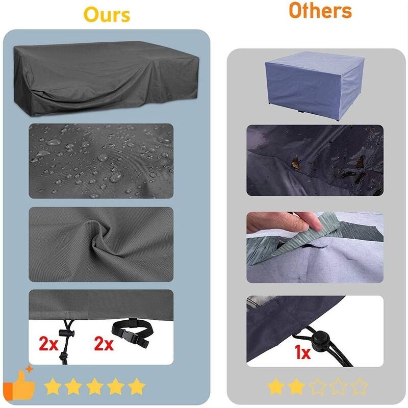 Waterproof Patio Furniture Cover Heavy-duty UV-Resistant Fits 8-Seat Sectionals and Dining Sets - 98"x98"x28"