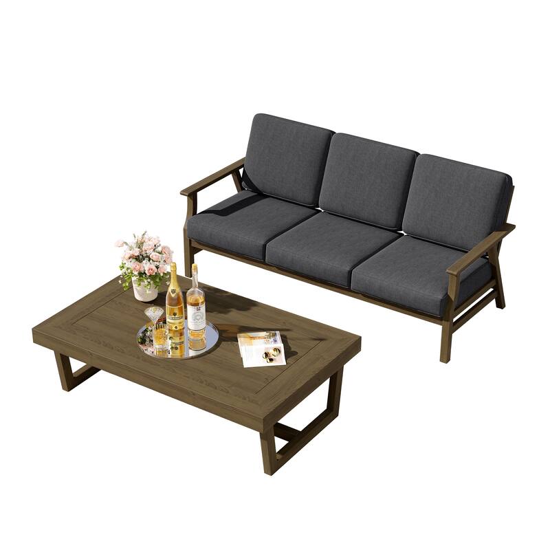 2-Piece Teak Outdoor Sofa Set with Table