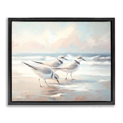 Stupell Sandpipers Under Warm Beach Sun Framed Floater Canvas Wall Art Design By Ramona Murdock