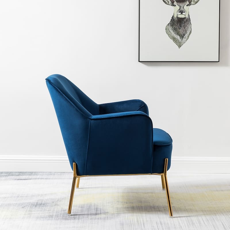 Barbara Modern Velvet Accent Chair for Bedroom with Metal Legs by HULALA HOME