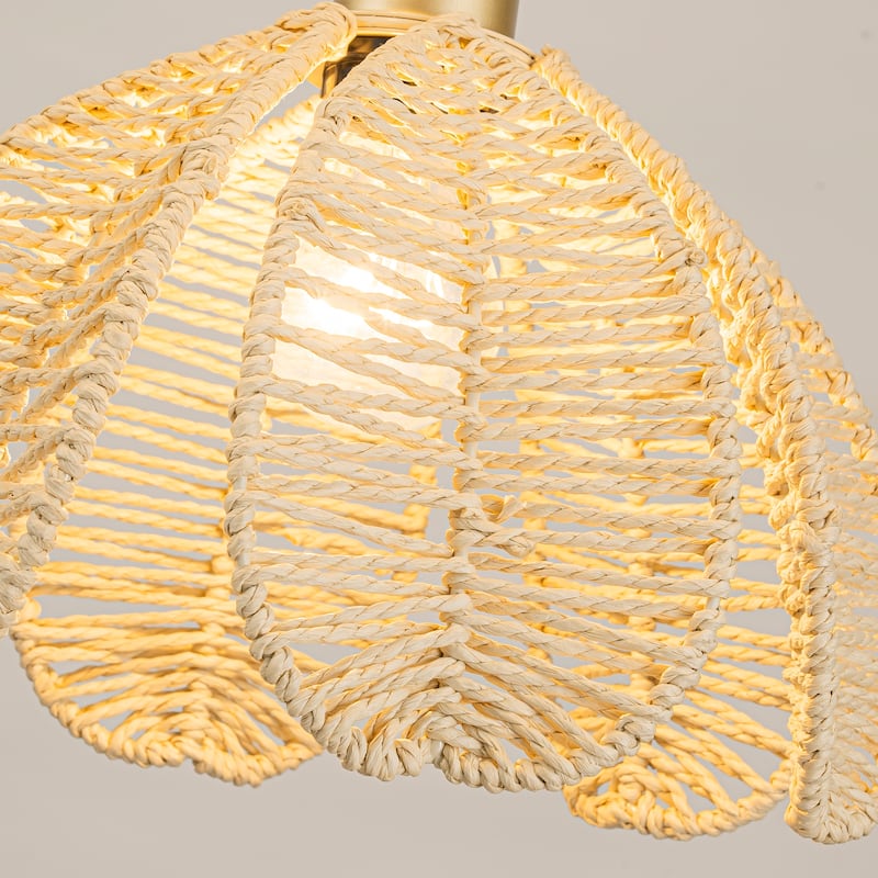 Cali 3-Light Rattan Hemp Cluster Pendant, Coastal Boho - Handwoven - 21" Wide