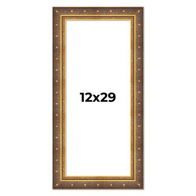 12x29 Frame Vintage Gold Solid Wood Picture Frame | 2.5 Inch Moulding