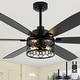 preview thumbnail 2 of 38, Cusp Barn 52/60/72 Inch Farmhouse Caged Ceiling Fan with Lights and Remote, Industiral 6 Speeds Chandelier Ceiling Fan 60-inch
