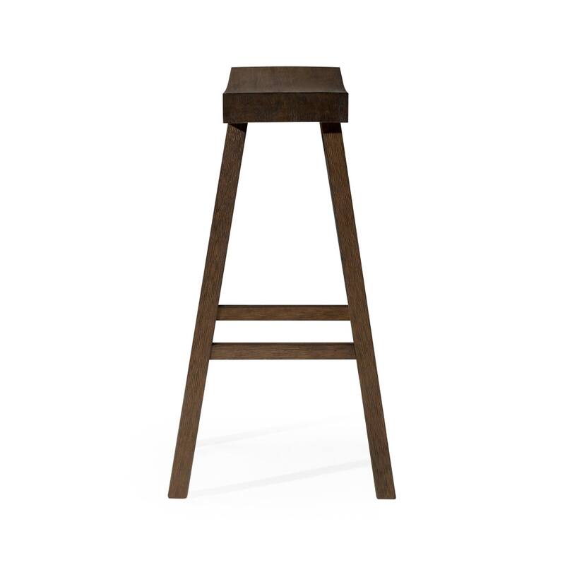 HomeRoots 31" Brown Solid Wood Backless Bar Height Bar Chair