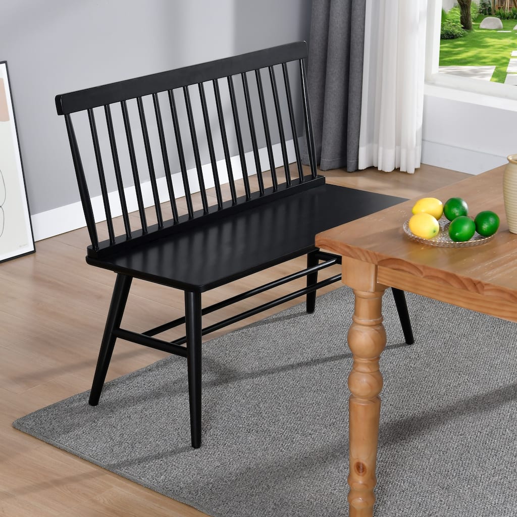 Entryway 40"L Solid Wood Dining Bench with Spindle Back