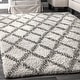 preview thumbnail 1 of 10, Nuloom Sharika Lattice Shaggy Area Rug 6' 7" x 9' - Ivory - Rectangle