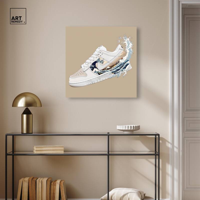 Great Wave Sneaker Splash Canvas by Art Remedy, Gallery Wrapped