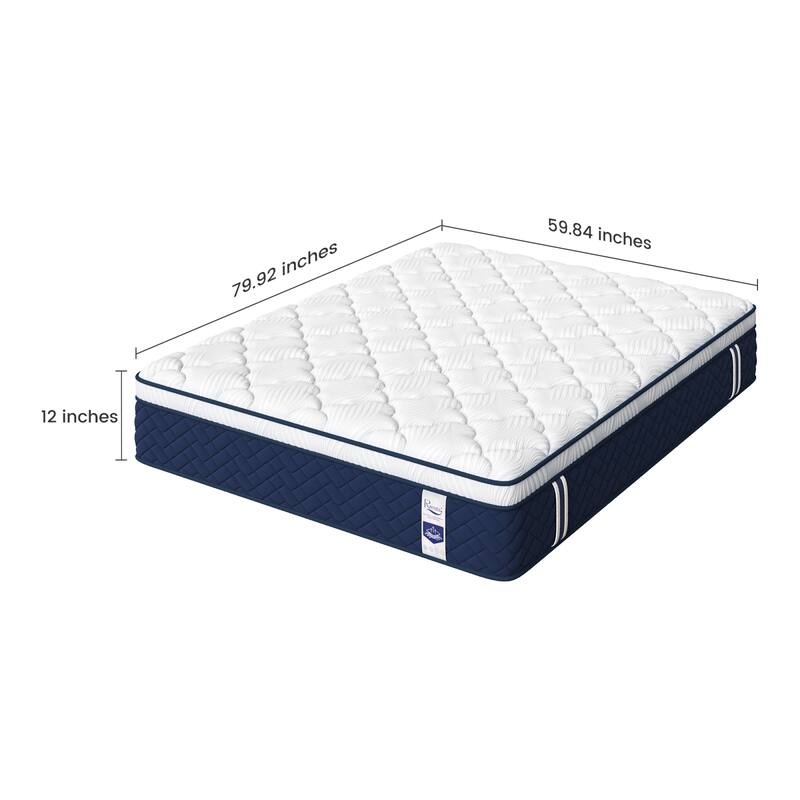 Roomfitters 12 Inch Queen/Full/King Hybrid Mattress, 5-Zone Gel Memory Foam and Pocket Spring Bed for Back and Hip Relief