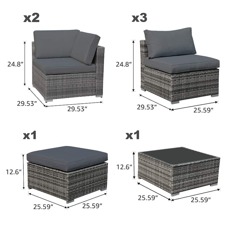 7-piece Wicker Sectional Sofa Set