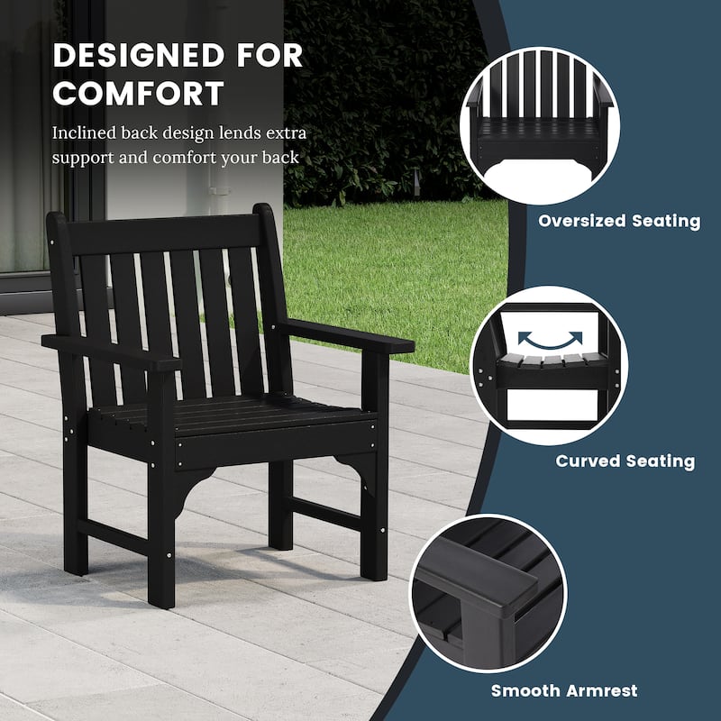 Polytrends Laguna Outdoor Patio 7-Piece Rectangular Table Garden Arm Chairs Dining Set