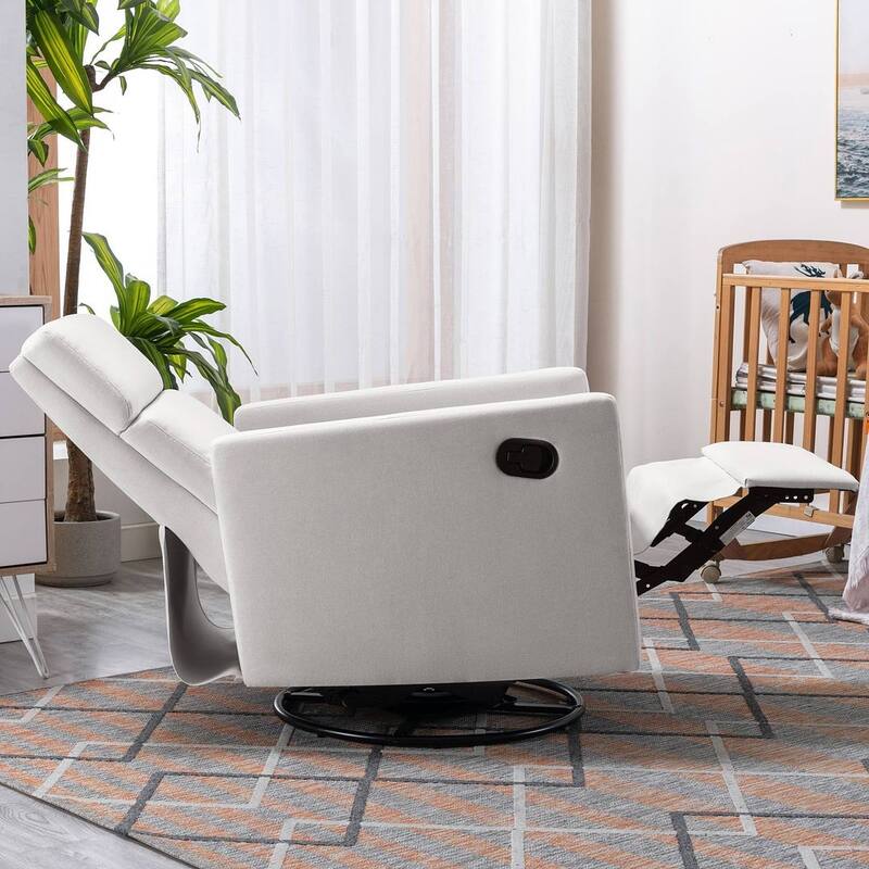 Modern 360° Swivel Sliding Linen Upholstered Recliner