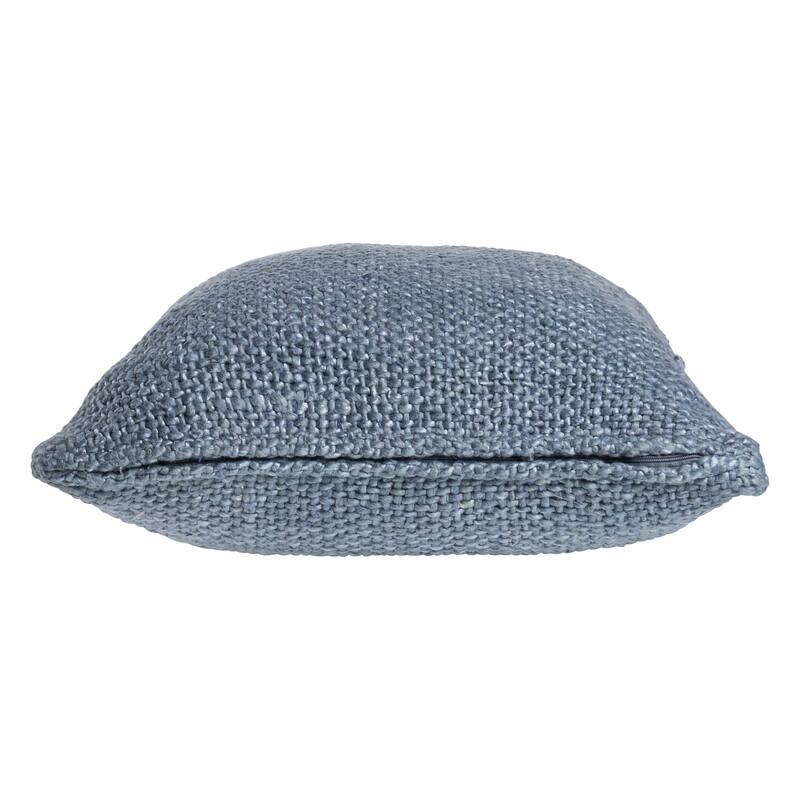 Sevita Frost Blue Woven Cotton and Linen Throw Pillow