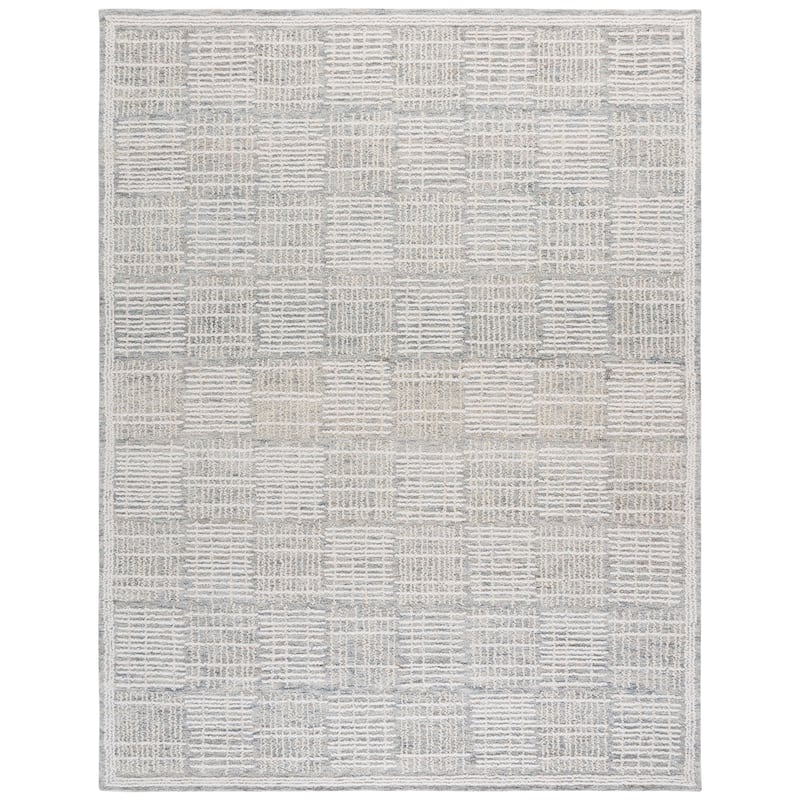 SAFAVIEH Handmade Abstract Anoek Checkered Wool Rug - 10' x 14' - Dark Grey/Ivory