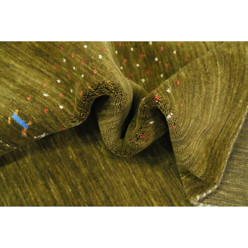 Hand Knotted Oriental 100% Wool Carpet Tribal Animal Pictorial Green Gabbeh Area Rug - 5' 11'' X 5' 10''