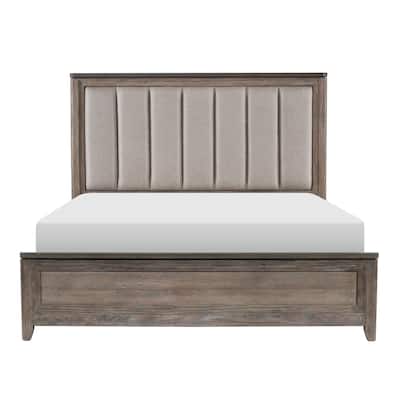 Celka Light Brown Fabric Upholstered Bed