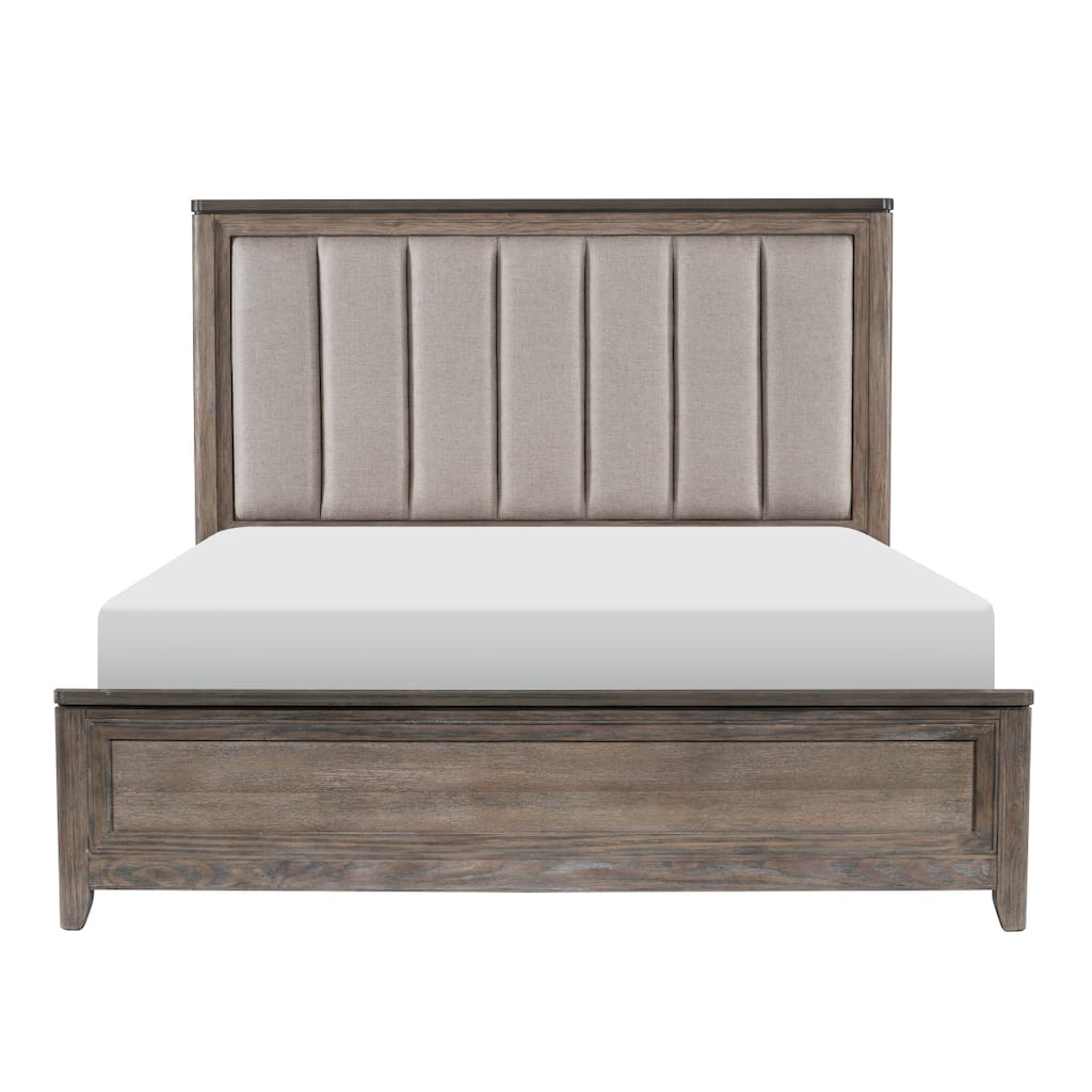 Celka Light Brown Fabric Upholstered Bed