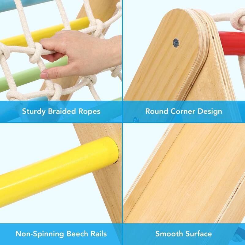 Toddler Indoor Gym Playset, 2 in 1 Wooden Climbing Toys