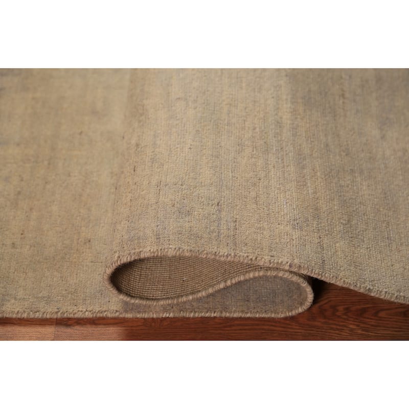 Gabbeh Modern Rug Hand-Knotted Beige Solid Wool Carpet - 4'0" x 5'11"