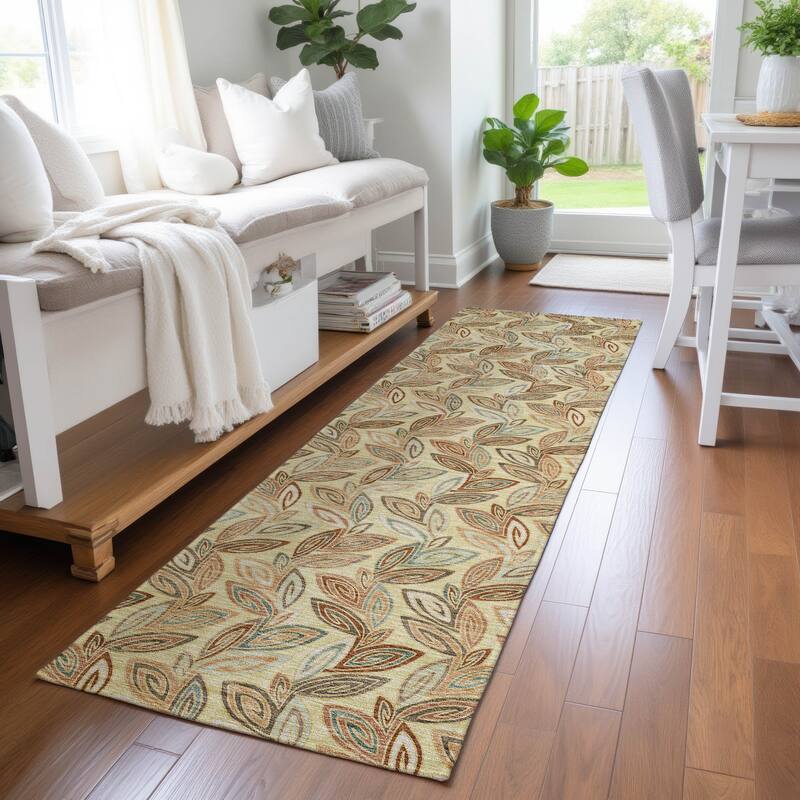 Machine Washable Indoor/ Outdoor Modern Rose Hill Chantille Rug