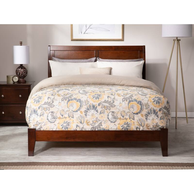 Portland Queen Low Profile Wood Platform Bed in Walnut