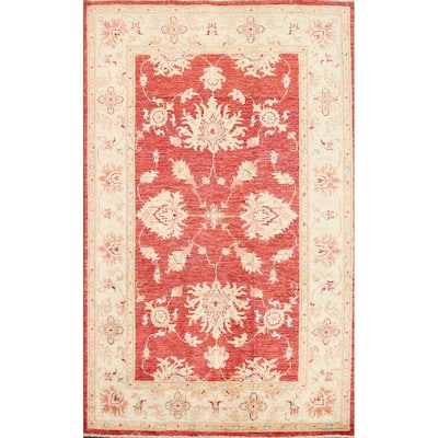 Vegetable Dye Floral Chobi Peshawar Area Rug Hand-knotted Wool Carpet - 3'3" x 5'3"