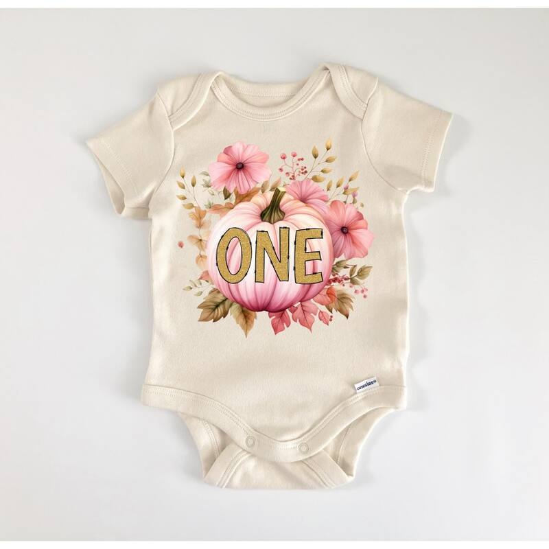 Pink Fall Pumpkin Birthday - Baby Boy Girl Clothes Infant Bodysuit Funny Cute Newborn - White - 6-9M