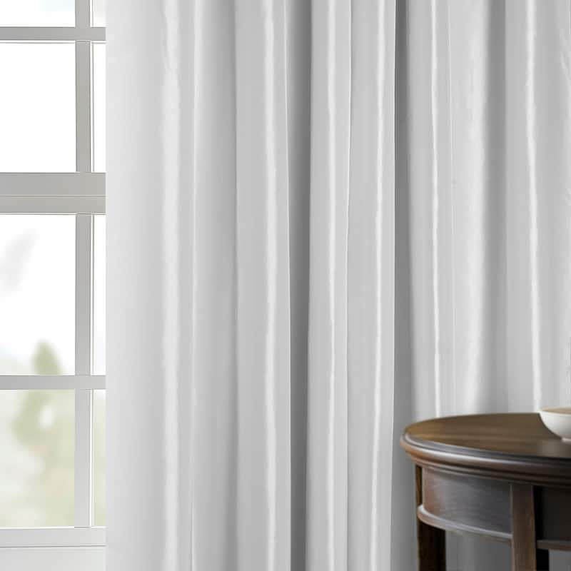 Exclusive Fabrics Faux Silk Taffeta French Pleated Blackout Curtains for Bedroom & Living Room Curtains Single Panel