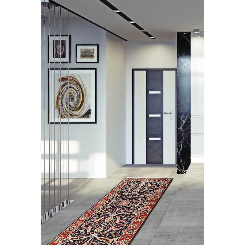 ECARPETGALLERY Hand-knotted Serapi Heritage Dark Navy Wool Rug - 2'6 x 11'10