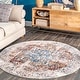 preview thumbnail 50 of 117, Brooklyn Rug Co Camila Faded Medallion Fringe Area Rug 5' Round - Ivory