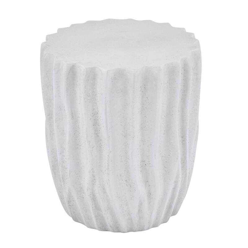 Christopher Knight Home - Ames 18.11"H Outdoor Modern Drum Shape MGO Side Table with Ribbed Surface Textured, Fully Assembled