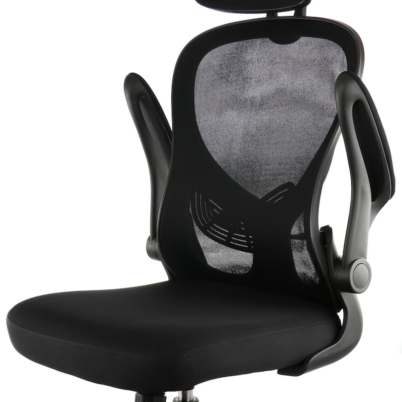 Elama High Back Adjustable Mesh and Fabric Office Chair in Black and Gray with Adjustable Head Rest