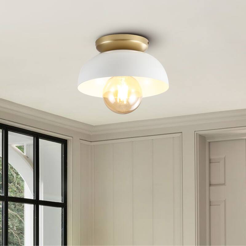 Rodanthe 8.5" 1-Light Classic Industrial Iron LED Flush Mount, by JONATHAN Y