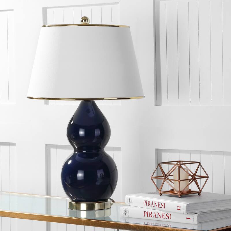 SAFAVIEH Lighting 26-inch Zoey Double Gourd Navy Table Lamp (Set of 2) - 16"x16"x26.5"