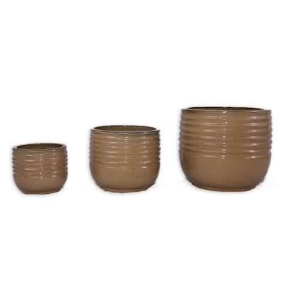 Designer Ceramic Flowerpot Weatherproof Stripes (Set of 3)