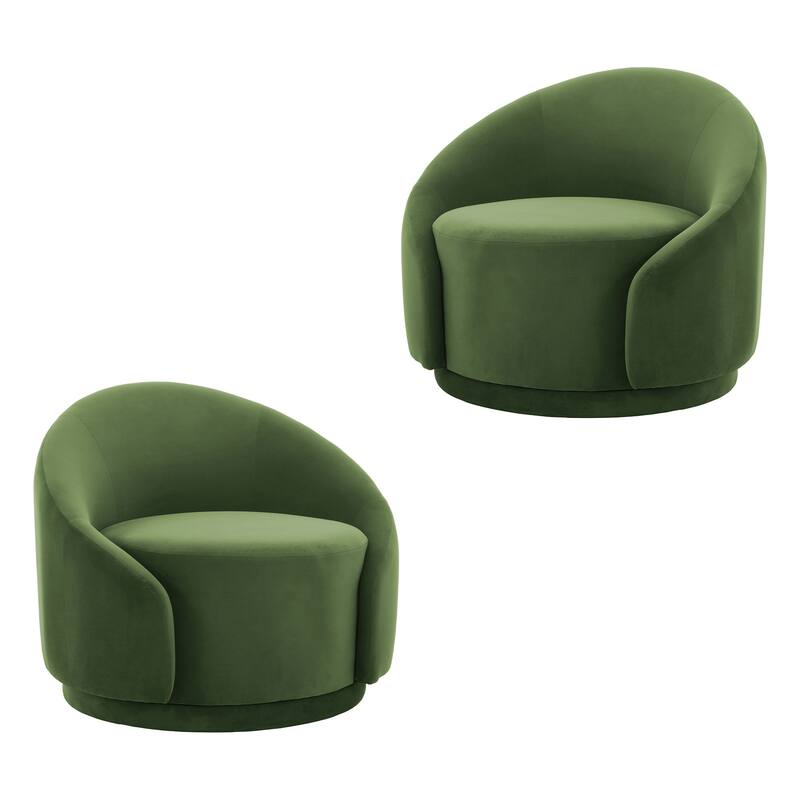 35" Wide Upholstered Swivel Accent Barrel Chairs (Set of 2)