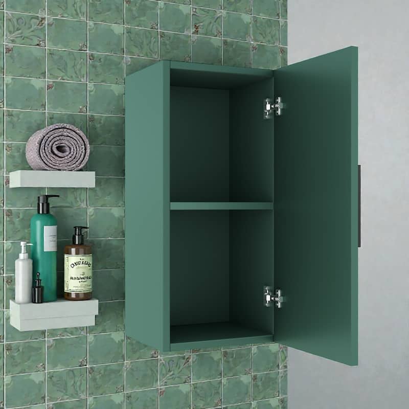 14" Wall-Mounted Floating Bathroom Side Cabinet, Particle Board Storage Cabinet with Soft-Close Door & Adjustable Shelf