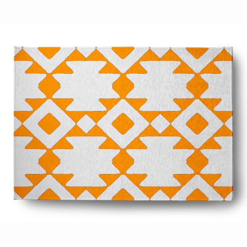 Geometric Soft Chenille Rug - 5' x 7' - Orange