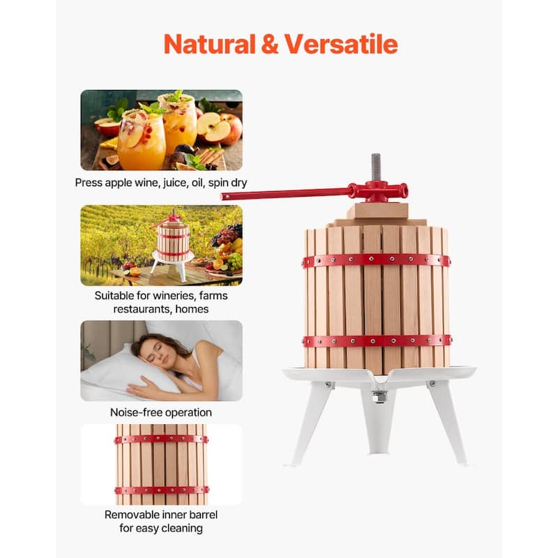 Natural Beech Wood Manual Fruit Wine Press for Fresh Juice Olive Oil and Cheese Extraction