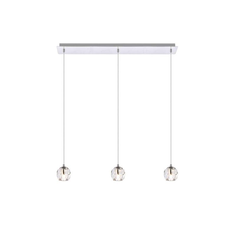Elegant Lighting Eren 3 Light 28" Wide Crystal Linear Pendant