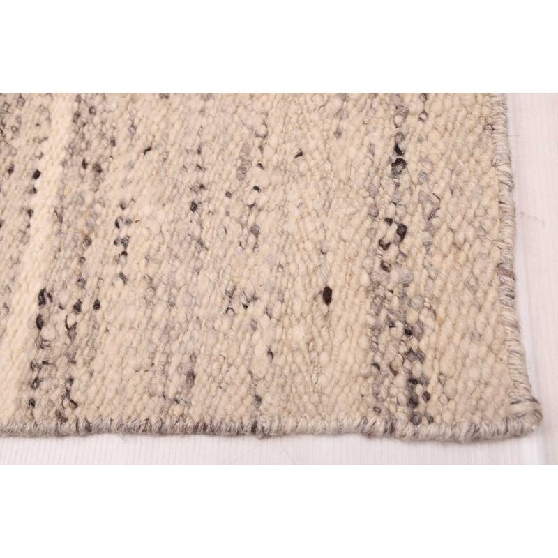 ECARPETGALLERY Hand Woven Looma Light Grey Wool Rug - 8'3 x 10'2