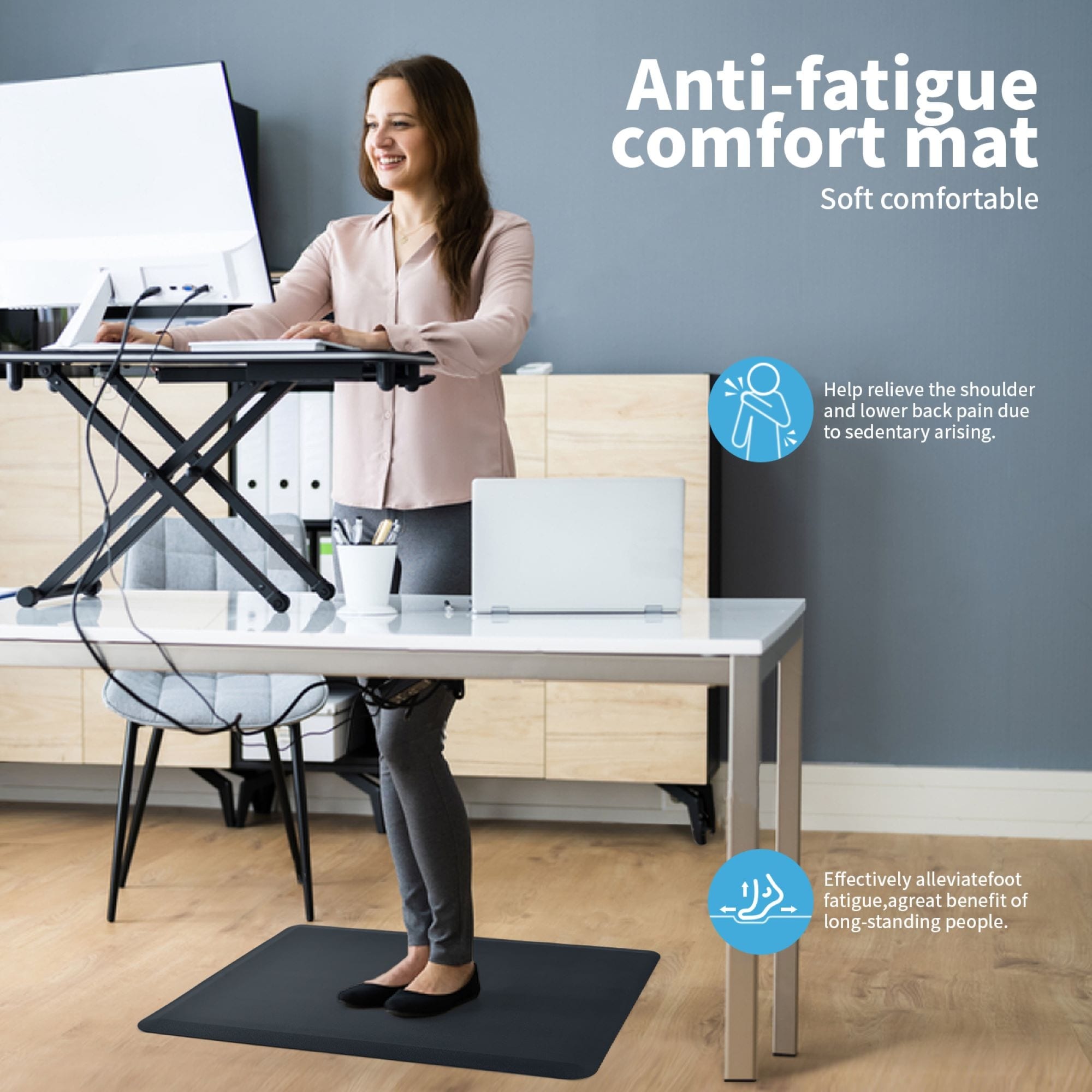  Standee Anti Fatigue Standing Mat, Padded Floor Mats for  Standing- Thick for Support and Comfort, 20 x 30 x 7/8 in. - Designed for  Office, Kitchen, Home or Cashier use- Ergonomic